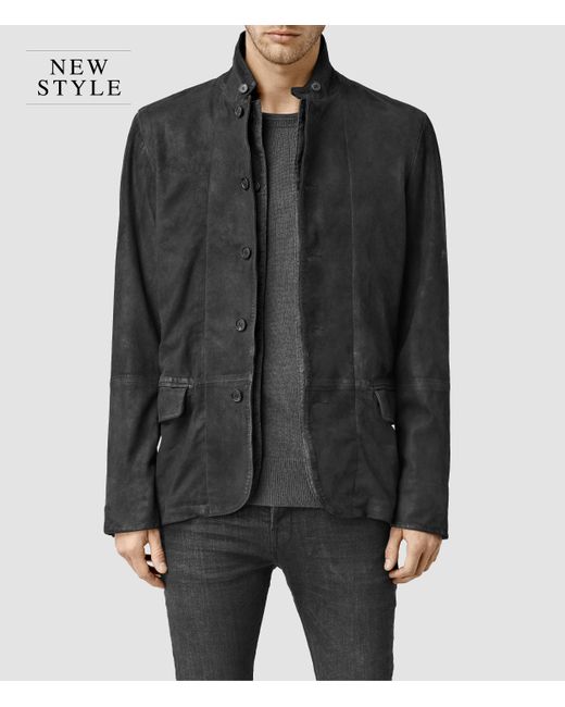 AllSaints Black Emerson Leather Blazer for men
