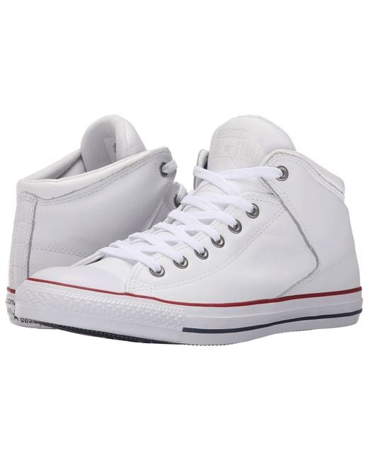 Converse Chuck Taylor® All Star® Hi Street Car Leather & Motorcycle Leather  in White/Garnet/White (White) for Men | Lyst