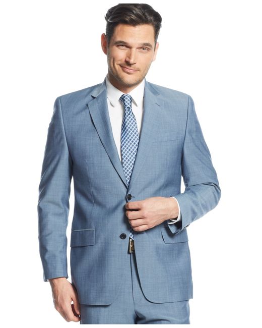 Michael Kors Michael Light Blue Sharkskin Suit for Men