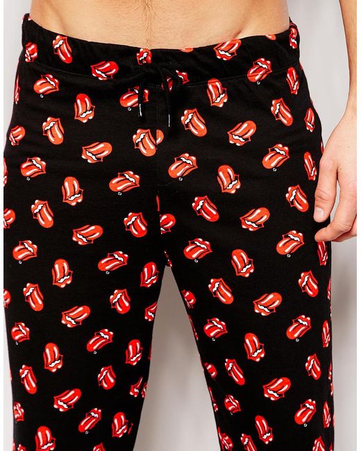 ASOS Loungewear Bottoms With Rolling Stones Print in Black for Men | Lyst