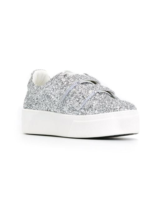 KENZO Glitter Platform Sneakers in Metallic Lyst