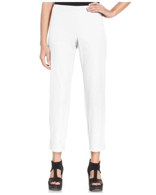 Eileen Fisher White Slim-fit Side-zip Ankle Pants