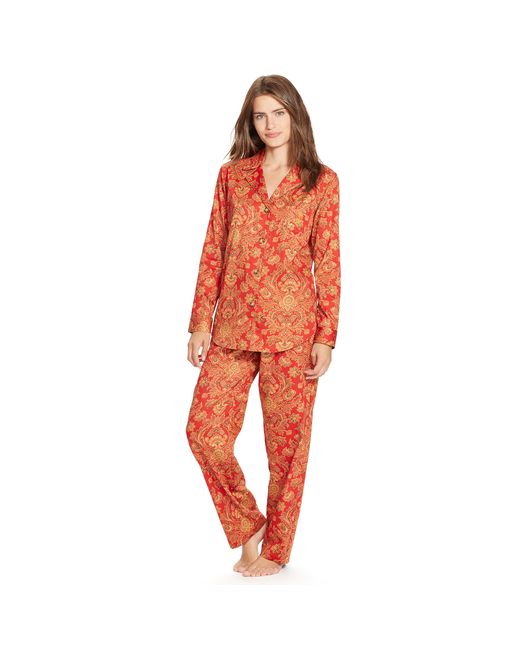 Ralph Lauren Red Paisley Cotton Pajama Set