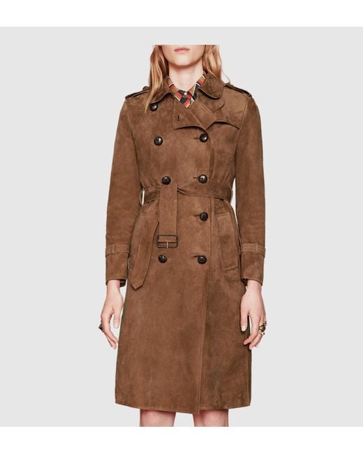 Gucci Brown Suede Belted Trench Coat