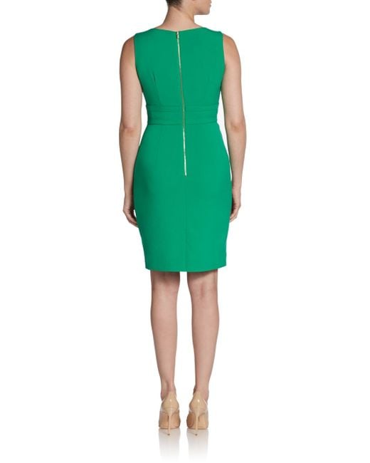 Calvin Klein Double Belted Sheath Dress in Green | Lyst