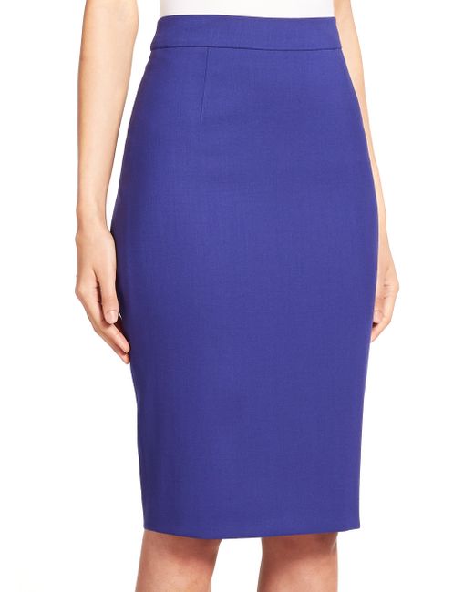Escada Wool Pencil Skirt in Blue (ink blue) Lyst