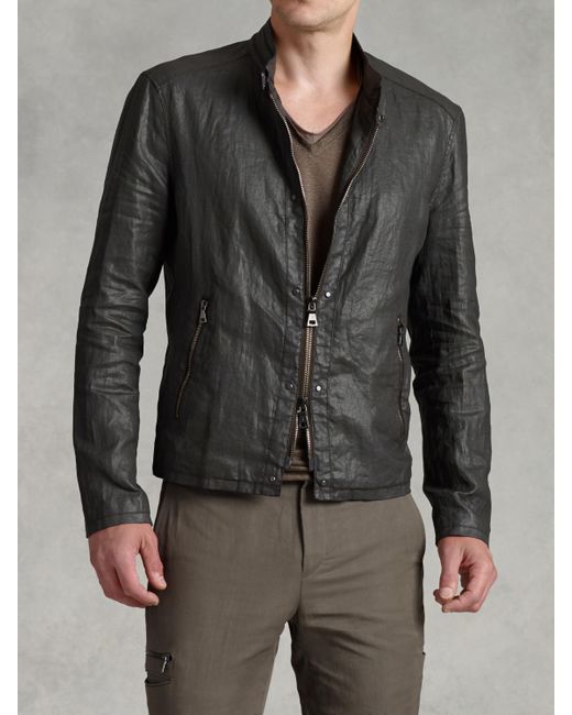 John Varvatos Black Resin-Coated Linen Jacket for men