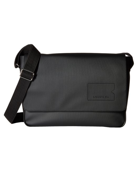 Lacoste Black Classic Messenger Bag for men