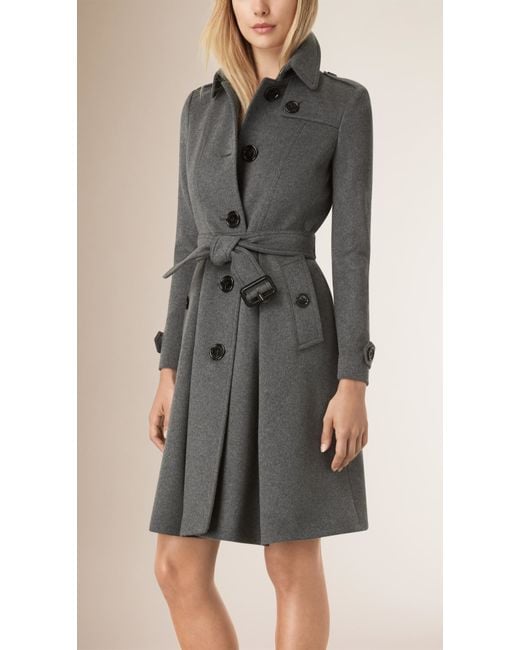 Burberry Gray Skirted Wool Cashmere Coat