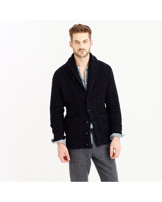 J.Crew Donegal Wool Belted Shawl Cardigan Sweater in Blue for Men Lyst