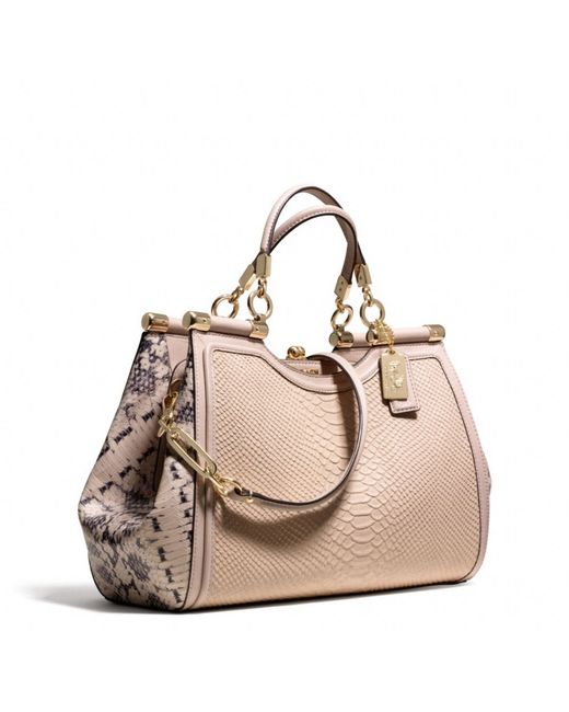 Coach, Bags, Nwt Coach Saddle Bag In Pink And Snakeembossed Leather