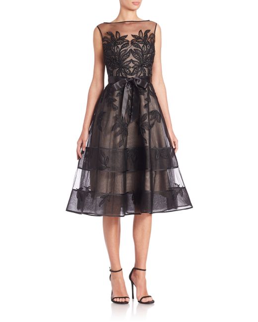 Teri jon Lace Illusion Sleeveless Dress in Black | Lyst