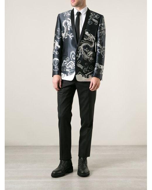 Dolce & Gabbana Black Dragon Print Jacket for men