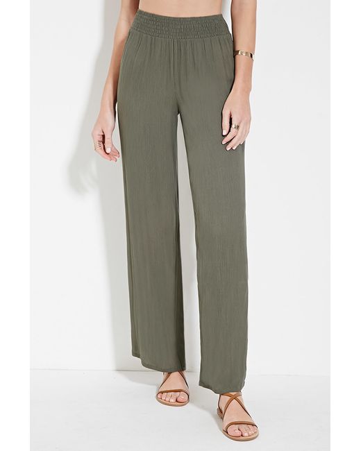 Forever 21 Crinkled Wide-leg Pants in 