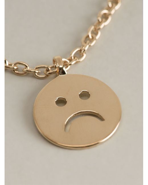 A.P.C. Metallic Sad Smiley Necklace