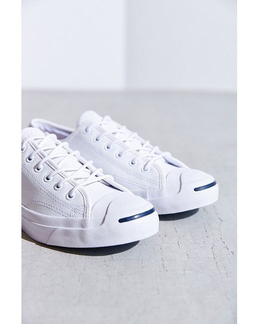 Converse White Jack Purcell Tumbled Leather Low-Top Sneaker