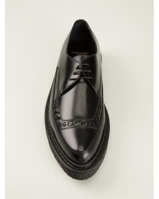 Saint Laurent Black Thick Sole Laceup Shoes for men