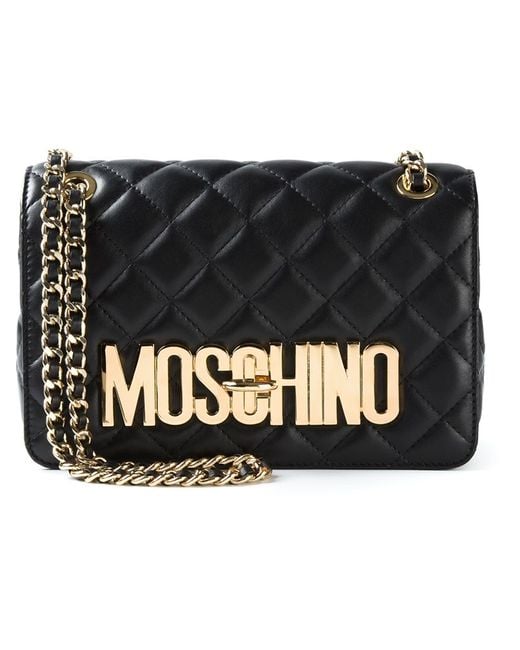 Moschino Black Quilted Sheepskin Shoulder Bag