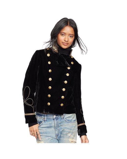 Denim & Supply Ralph Lauren Double-breasted Velvet Jacket in Black | Lyst