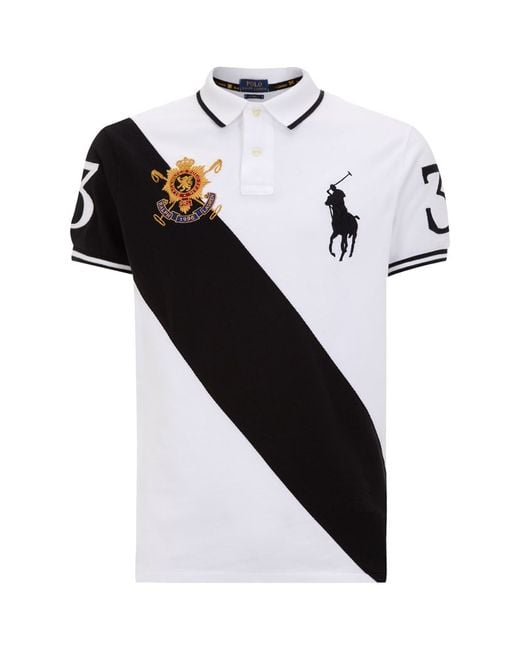 Polo Ralph Lauren White Blackwatch Diagonal Stripe Polo Shirt for men