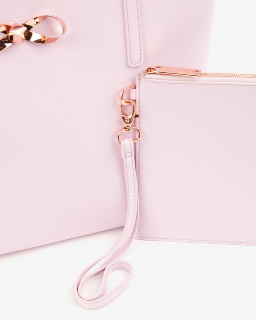 Ted Baker Bow Detail Leather Shopper Bag in Pink | Lyst