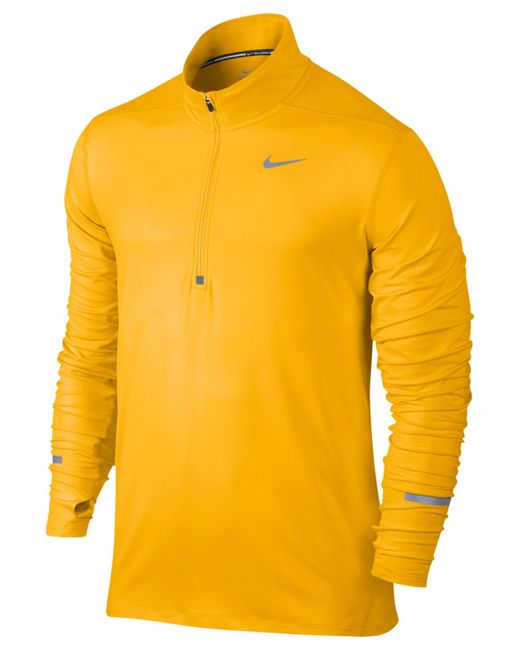 Nike Yellow Men's Element Dri-fit Half-zip Running Shirt for men