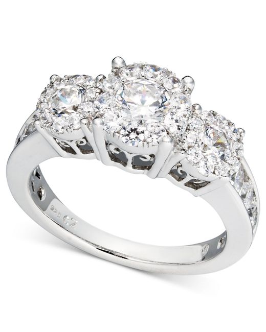 Macy&#39;s Diamond Halo Engagement Ring (7/8 Ct. T.w.) In 14k White Gold - Save 31% | Lyst