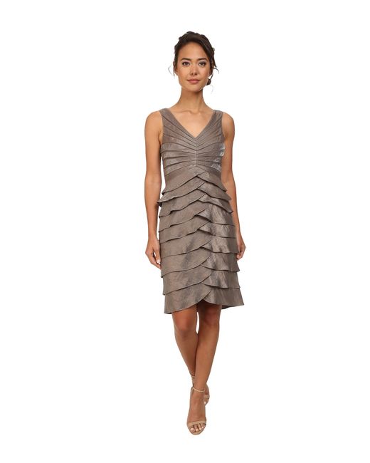 Adrianna Papell Gray Shutter Pleat Dress W/ Jacket