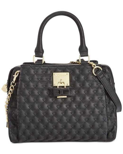 Betsey Johnson Triple Compartment Satchel in Black | Lyst