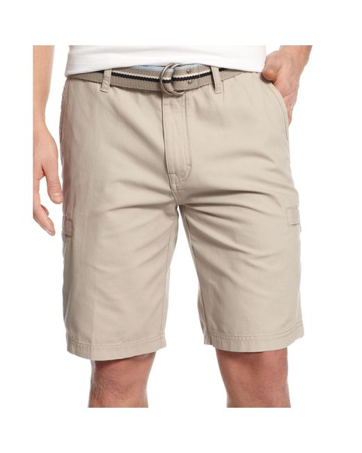 Weatherproof Vintage Canvas Belted Cargo Shorts in Natural for Men | Lyst