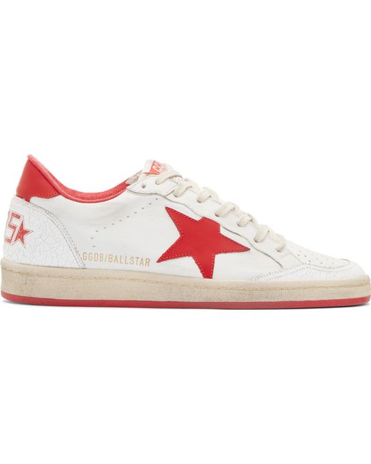 Golden Goose Deluxe Brand White And Red Ball Star Sneakers for men