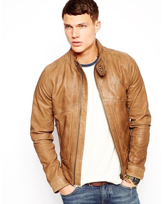 G-Star RAW Leather Jacket in Brown for 