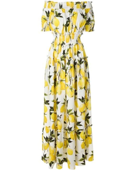 Dolce & Gabbana Lemon Print Maxi Dress in Yellow | Lyst