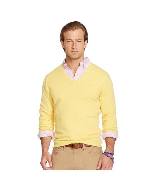 Polo Ralph Lauren Yellow Cashmere V-Neck Sweater for men