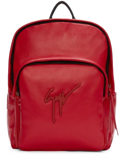 Giuseppe Zanotti Red Leather Logo Backpack for men