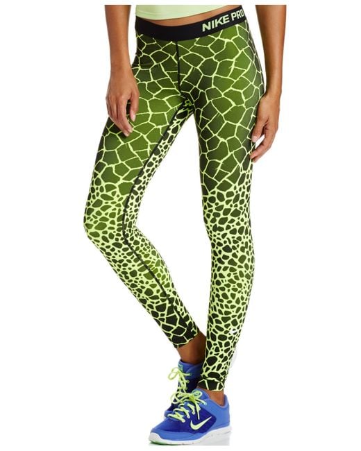 Nike Green Pro Engineered Dri-fit Giraffe-print Leggings