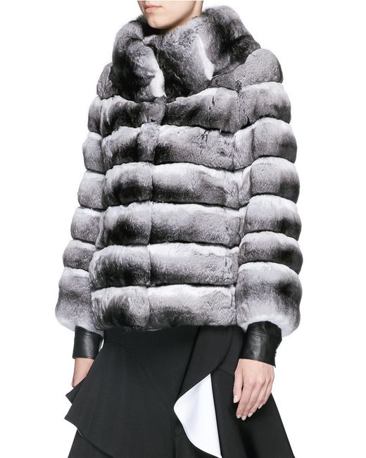Yves Salomon Chinchilla Fur Coat in Gray | Lyst