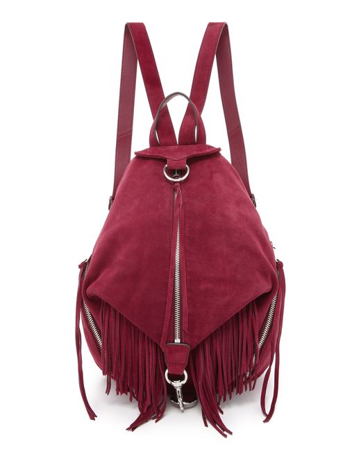 Rebecca Minkoff Red Suede Fringe Julian Backpack - Port