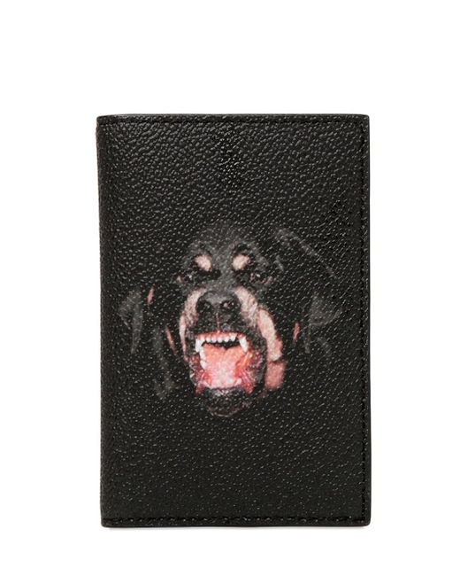 Givenchy Black Rottweiler Faux Leather Card Holder for men
