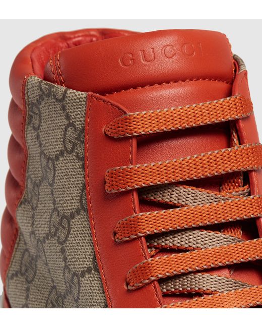 Gucci Gg Supreme And Leather High-top Sneaker in Orange for  display picture 3