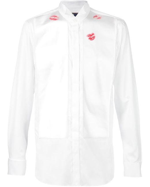 Vivienne Westwood White Kiss Print Tuxedo Shirt for men