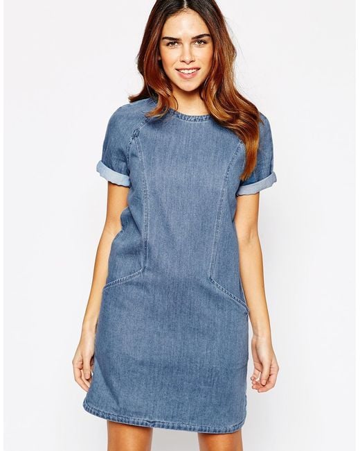 Warehouse Blue Denim Shift Dress