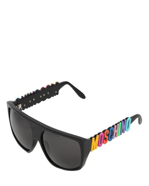 Moschino Black Logo Lettering Mask Sunglasses