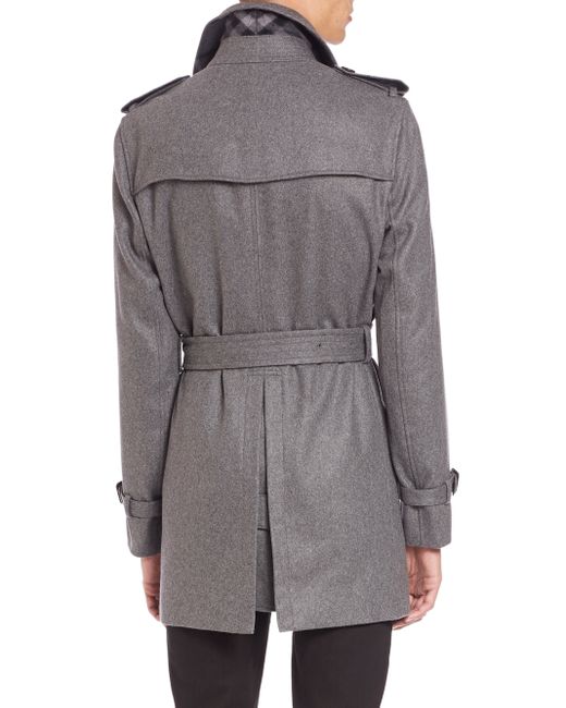 Burberry Kensington Grey Cashmere Trench Coat in Gray for Men | Lyst