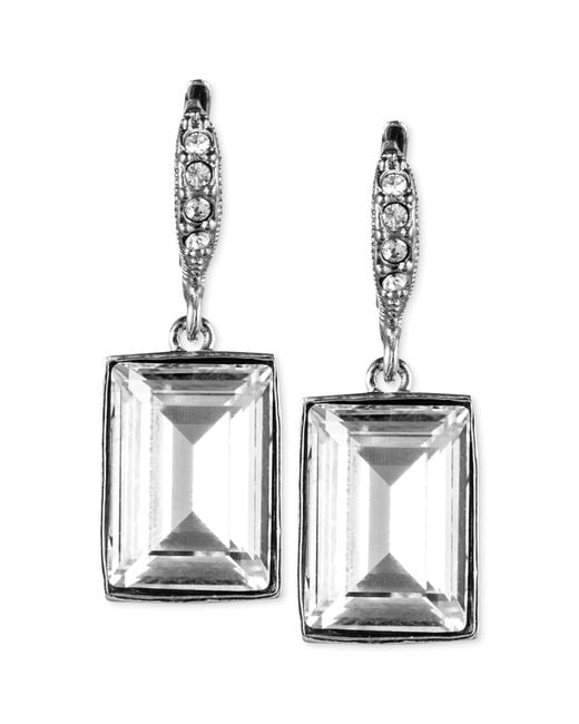 Givenchy Metallic Crystal Small Square Drop Earrings