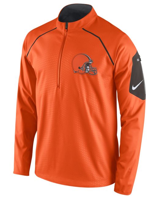 Nike Orange Men's Cleveland Browns Alpha Fly Rush Quarter-zip Jacket for men