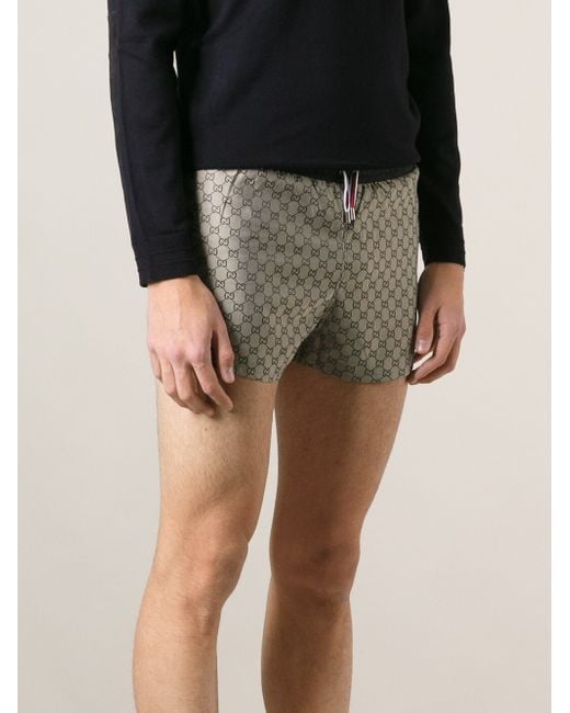 Gucci Geometric Pattern Swim Shorts in Natural for Men | Lyst