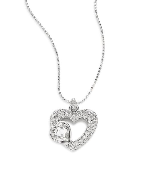 Swarovski Emotion Crystal Double Heart Pendant Necklace in Metallic | Lyst