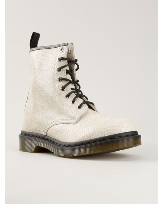 Dr. Martens 1460 Snakeskin Effect Boots in White Lyst