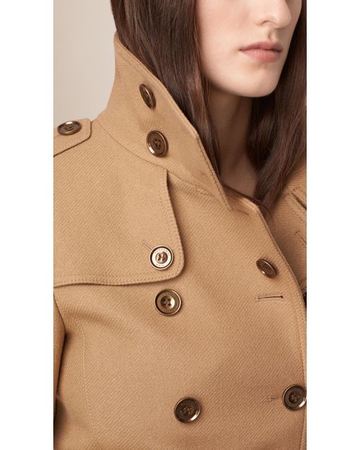 Short double wool twill trench best sale coat